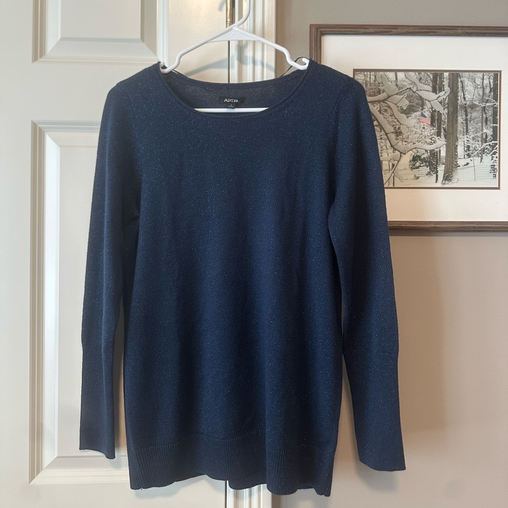 Elegant Navy Blue Long Sleeve Blouse